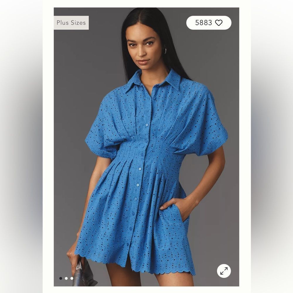 Anthropologie ExquiseThe Tobie Eyelet Mini Shirt Dress